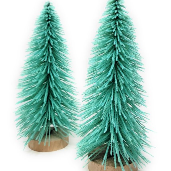 Mint Green 9" Bottle Brush Christmas Tree (Set of 2) - Picture 2 of 3
